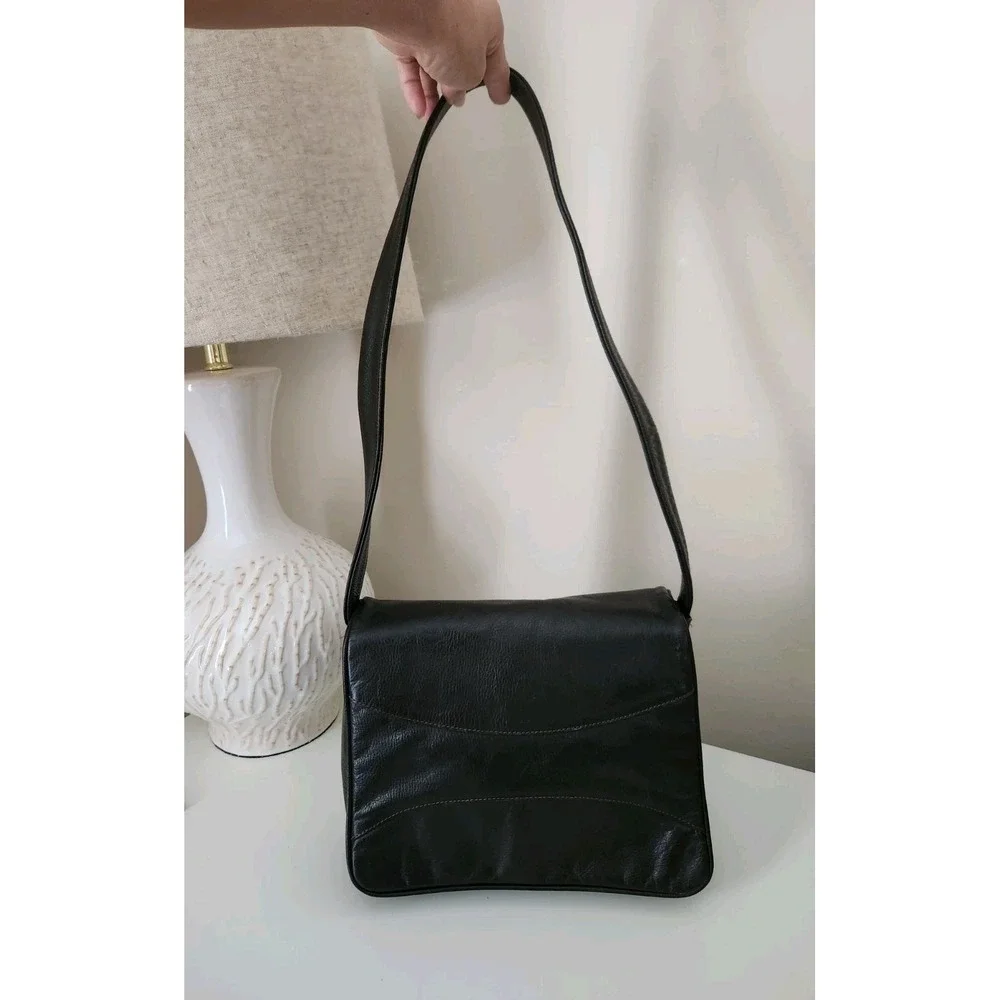 VINTAGE Women's Genuine Leather Handbag Shoulder Bag Brown Made in ITALY